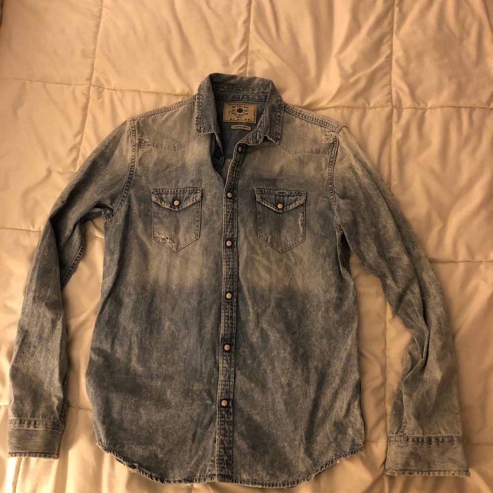 Zara Man Blue denim button door shirt